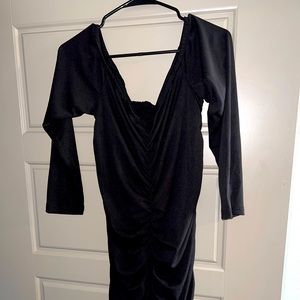 Black off the should Scrunch Dress